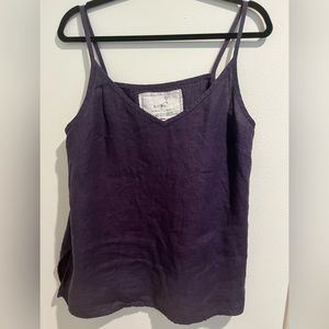 Sorrento Cami from notPERFECTlinen, sz Large, color Eggplant.